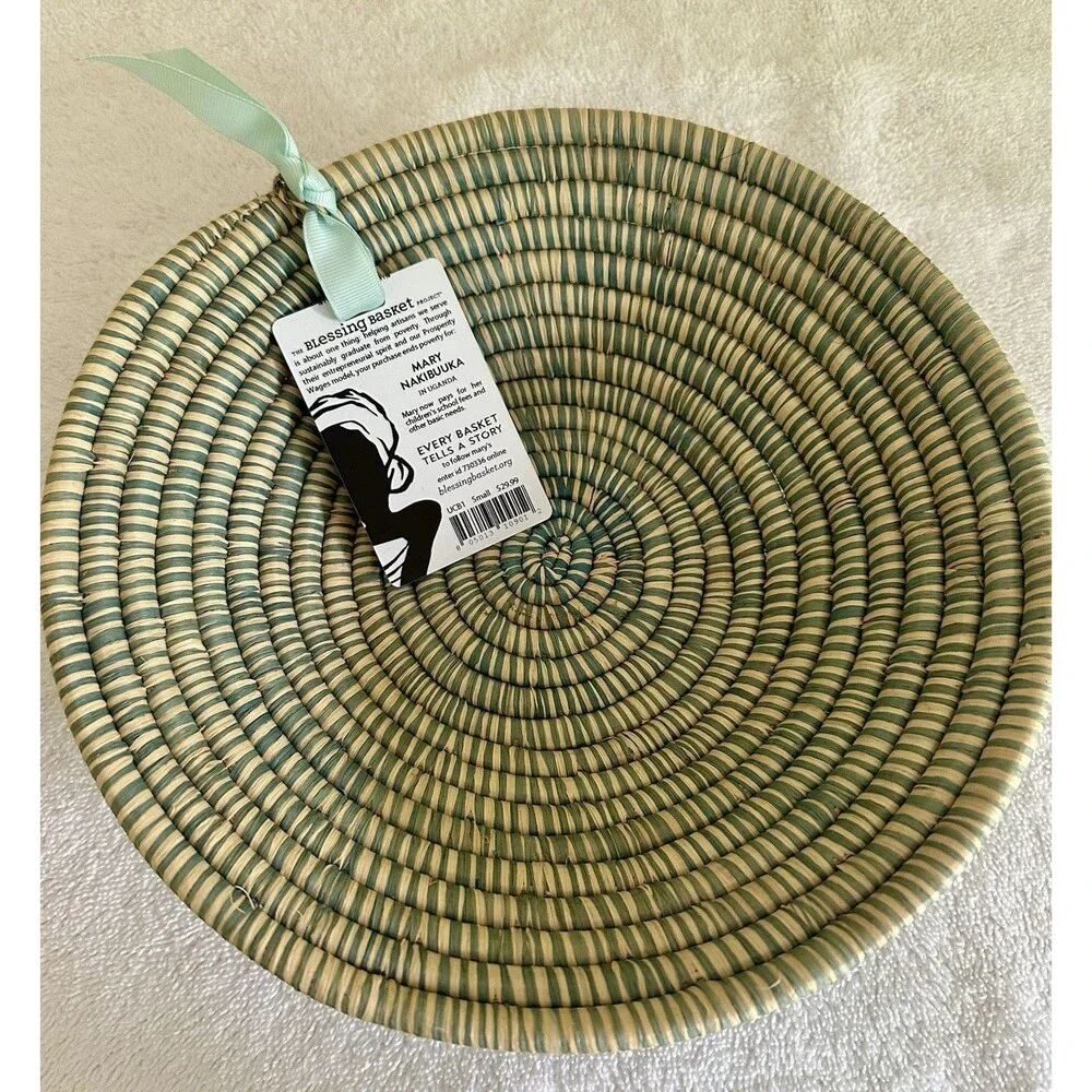 Vintage Handmade Woven 10” “Blessing Basket” Uganda Mary Nakibuuka